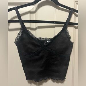 Black Lace Trim Cami Top